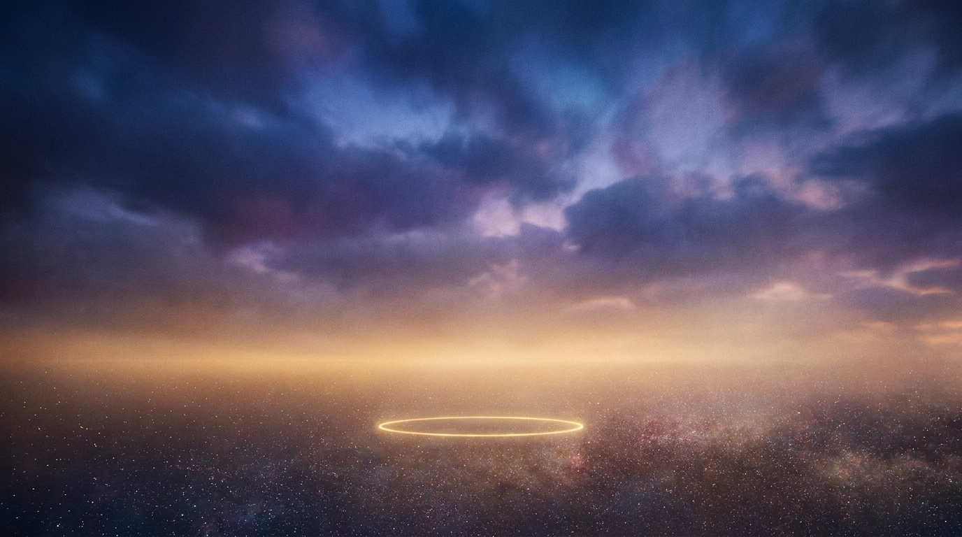 Ethereal dreamscape with a glowing ring