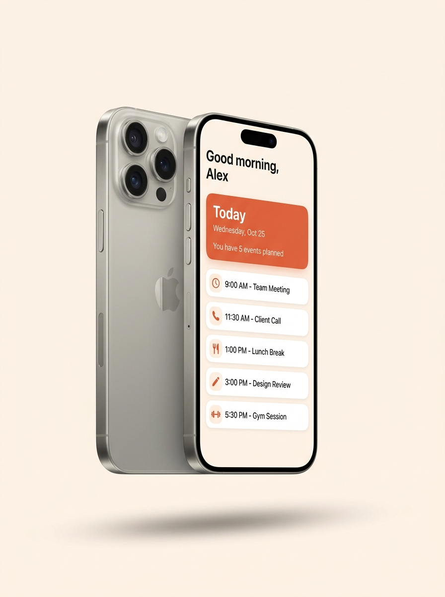 The Wayfinder app showing a morning schedule on an iPhone