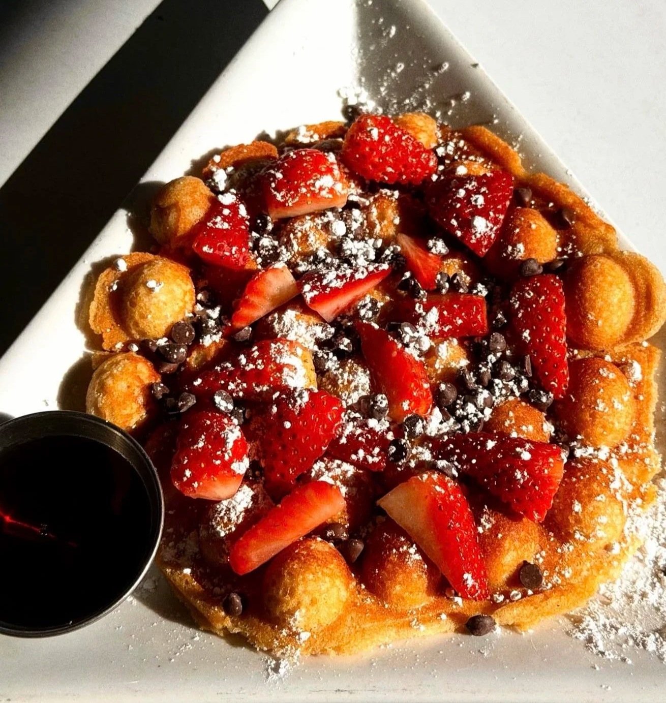 Strawberry beignet waffle