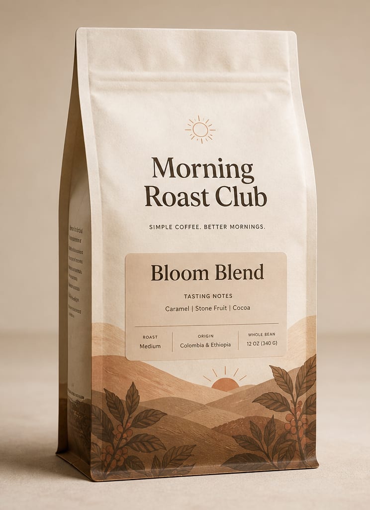 Morning Roast Club Bloom Blend coffee bag